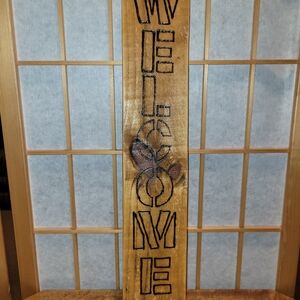 Handcrafted Brown Welcome Sign